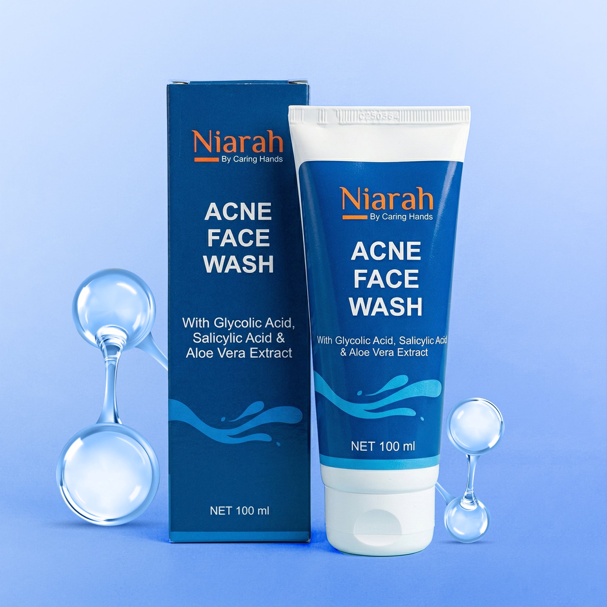 Niarah Acne Face Wash with 2% Salicylic Acid & 1% Glycolic Acid for Oily Skin, Aloe Vera Extract Face Cleanser for Pimples and Blackheads, Deep Pore Cleansing Oil Control Face Wash for Men and Women Daily Skincare