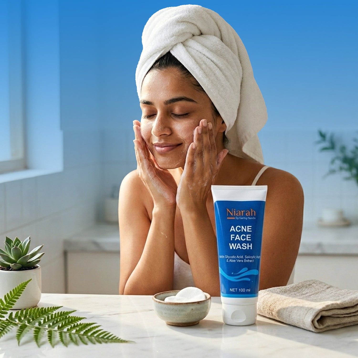 Niarah Acne Face Wash with 2% Salicylic Acid & 1% Glycolic Acid for Oily Skin, Aloe Vera Extract Face Cleanser for Pimples and Blackheads, Deep Pore Cleansing Oil Control Face Wash for Men and Women Daily Skincare