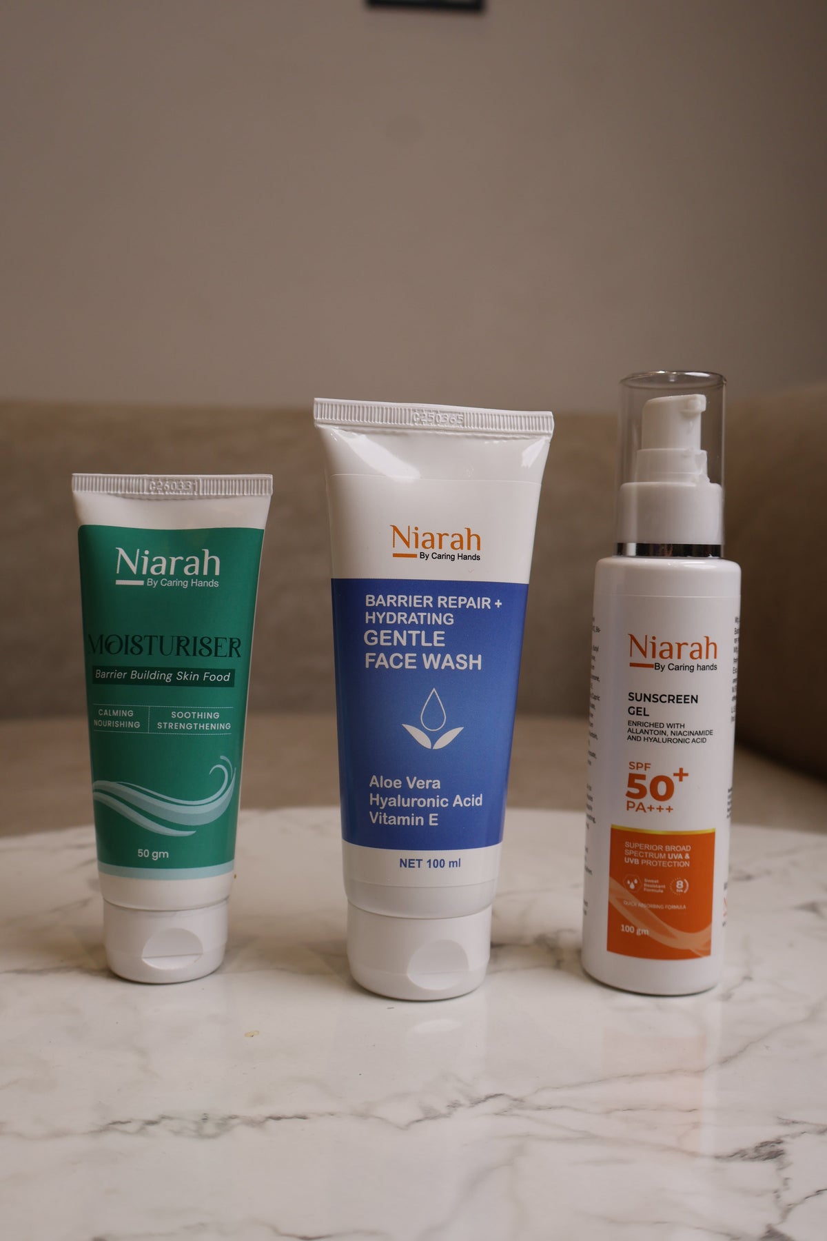Niarah Moisturiser +Niarah hydrating face wash morning+Niarah sunscreen gel combo