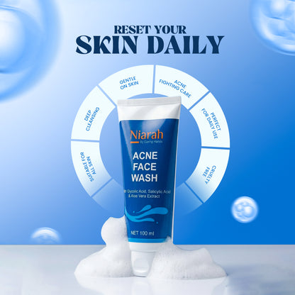 Niarah Acne Face Wash with 2% Salicylic Acid &amp; 1% Glycolic Acid for Oily Skin, Aloe Vera Extract Face Cleanser for Pimples and Blackheads, Deep Pore Cleansing Oil Control Face Wash for Men and Women Daily Skincare