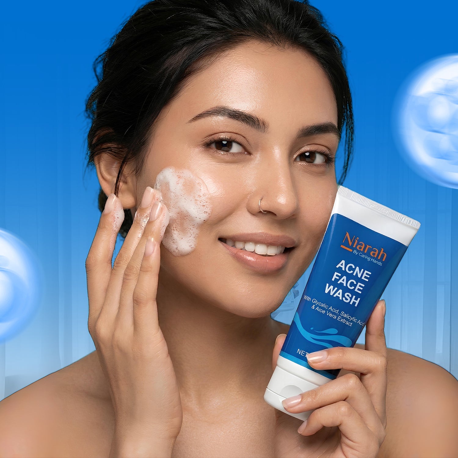 Niarah Acne Face Wash with 2% Salicylic Acid &amp; 1% Glycolic Acid for Oily Skin, Aloe Vera Extract Face Cleanser for Pimples and Blackheads, Deep Pore Cleansing Oil Control Face Wash for Men and Women Daily Skincare