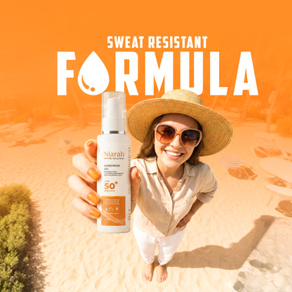Niarah SPF 50+ PA+++ Sunscreen Gel With Allantoin, Niacinamide and Hyaluronic Acid, Broad Spectrum UVA &amp; UVB Protection, Quick Absorbing Formula, 100g