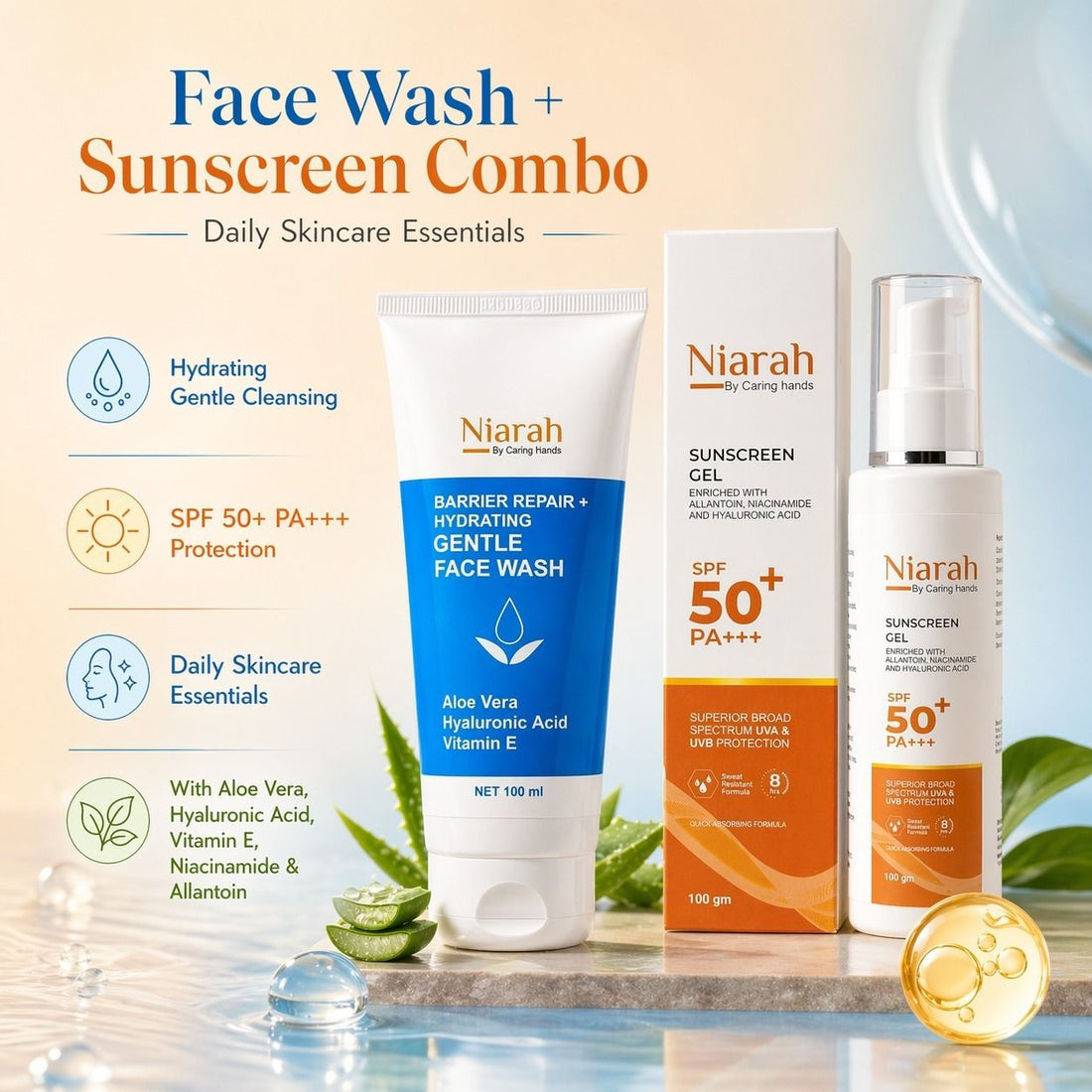 Niarah Face Wash + Sunscreen Combo